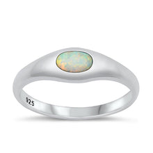 Load image into Gallery viewer, Sterling Silver Polished Oval White Lab Opal Ring Face Height-6mm