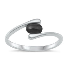 Load image into Gallery viewer, Sterling Silver Polished Black Agate Ring Face Height-8mm