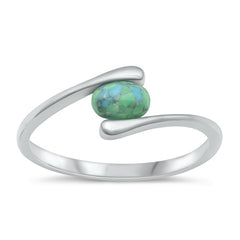 Sterling Silver Polished Genuine Turquoise Ring Face Height-8mm