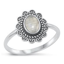 Load image into Gallery viewer, Sterling Silver Oxidized Celtic Oval Moonstone Ring Face Height-14mm
