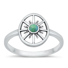 Load image into Gallery viewer, Sterling Silver Oxidized Compass Genuine Turquoise Ring Face Height-13.6mm