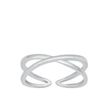 Sterling Silver Oxidized Crisscross Toe Ring