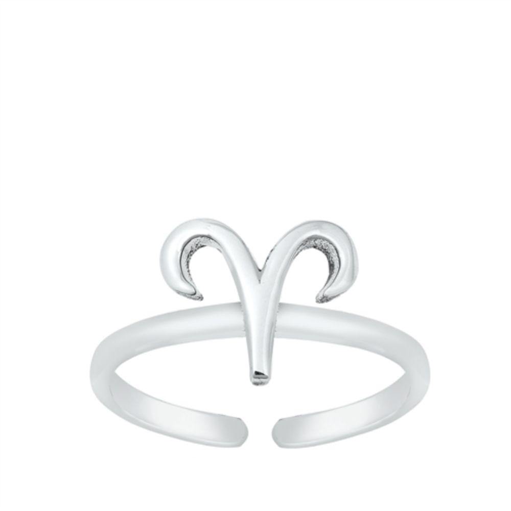 Sterling Silver Aries Zodiac Sign Toe Ring - silverdepot