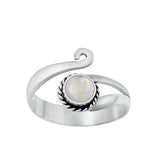 Sterling Silver Oxidized Moonstone Toe Ring-11.5mm
