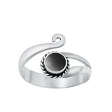 Sterling Silver Oxidized Black Agate Stone Toe Ring-11.5mm