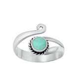 Sterling Silver Oxidized Genuine Turquoise Stone Toe Ring-11.5mm