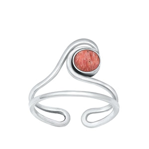 Sterling Silver Oxidized Red Carnelian Toe Ring-10.7mm