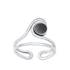 Sterling Silver Oxidized Black Agate Stone Toe Ring-10.7mm