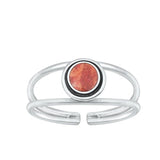 Sterling Silver Oxidized Red Carnelian Toe Ring-6.9mm