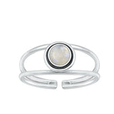 Sterling Silver Oxidized Moonstone Toe Ring-6.9mm