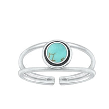 Load image into Gallery viewer, Sterling Silver Oxidized Genuine Turquoise Stone Toe Ring-6.9mm