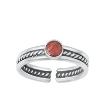 Load image into Gallery viewer, Sterling Silver Oxidized Red Carnelian Toe Ring-4mm