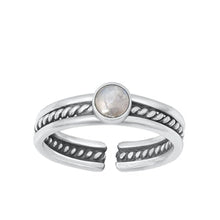 Load image into Gallery viewer, Sterling Silver Oxidized Moonstone Toe Ring-4mm
