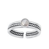 Sterling Silver Oxidized Moonstone Toe Ring-4mm