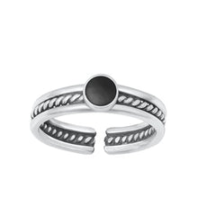 Load image into Gallery viewer, Sterling Silver Oxidized Black Agate Stone Toe Ring-4mm