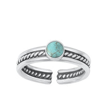 Load image into Gallery viewer, Sterling Silver Oxidized Genuine Turquoise Stone Toe Ring-4mm