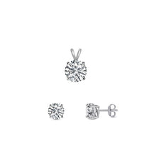 Load image into Gallery viewer, Sterling Silver Rhodium Plated Clear CZ Round Set