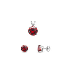 Load image into Gallery viewer, Sterling Silver Rhodium Plated Lavender CZ Round Set