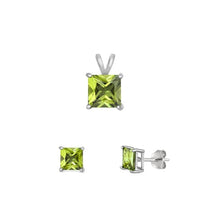 Load image into Gallery viewer, Sterling Silver Rhodium Plated Peridot CZ Set