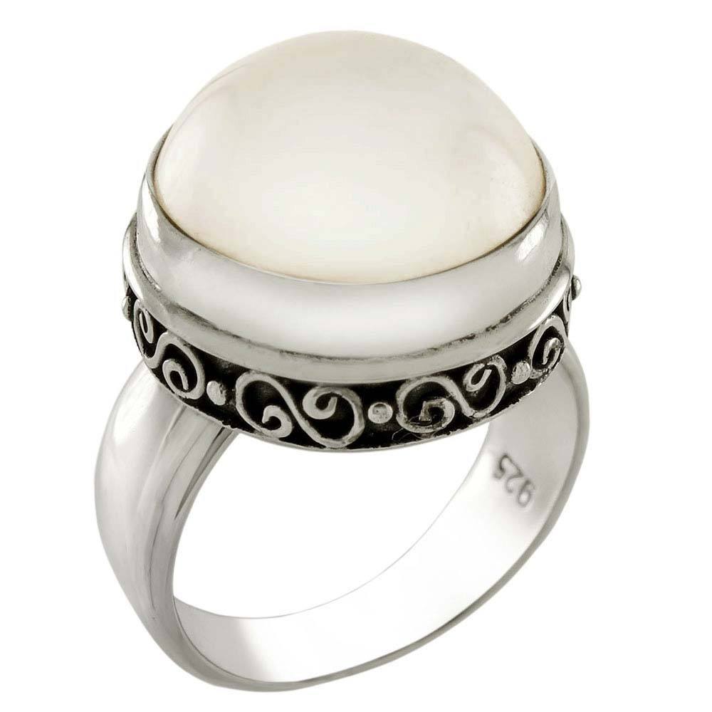 Sterling Silver Bali Mabe Pearl Ring