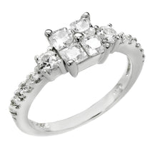 Load image into Gallery viewer, Sterling Silver Round &amp; Square Cubic Zirconia Engagement Ring