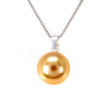 Load image into Gallery viewer, Sterling Silver 12mm Golden Yellow Pearl Pendant