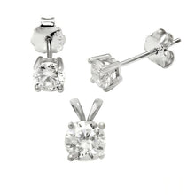 Load image into Gallery viewer, Sterling Silver Round CZ Earrings &amp; Pendant Set