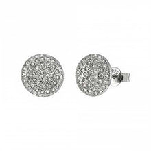 Load image into Gallery viewer, Sterling Silver Round Shaped Micro Pave Cubic Zirconia Post Earrings