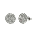 Sterling Silver Round Shaped Micro Pave Cubic Zirconia Post Earrings