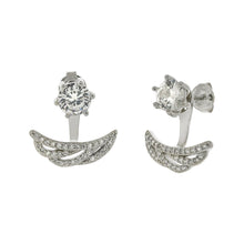 Load image into Gallery viewer, Sterling Silver 6mm Round CZ Ear Jacket Earrings