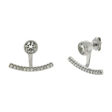 Load image into Gallery viewer, Sterling Silver Bezel-Set 6mm Round CZ Ear Jacket Earrings