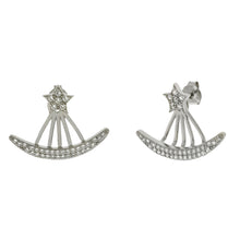 Load image into Gallery viewer, Sterling Silver Star CZ Ear Jackets Rhodium Earrings