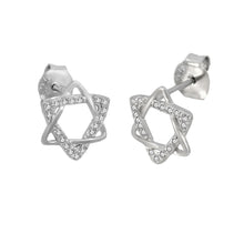 Load image into Gallery viewer, Sterling Silver Star Of David CZ Stud Earrings Length-1inch, Diameter-8.3mm