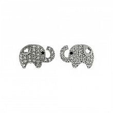 Load image into Gallery viewer, Sterling Silver Elephant Shaped Stud Earrings With Pave CZ
