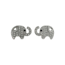 Load image into Gallery viewer, Sterling Silver Elephant Shaped Stud Earrings With Pave CZ