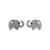 Sterling Silver Elephant Shaped Stud Earrings With Pave CZ