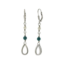 Load image into Gallery viewer, Sterling Silver Fresh Water Pearl and Turquoise Bead With Lever-Back - Teardrop Earrings - silverdepot