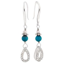 Load image into Gallery viewer, Sterling Silver Turquoise-Fresh Water Pearl-CZ Earrings