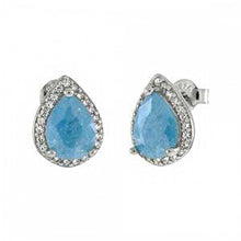 Load image into Gallery viewer, Sterling Silver Pear Shape Crash Stone Stud Earrings With Clear CZ