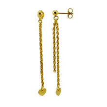 Load image into Gallery viewer, Sterling Silver Gold Plated Double Rope With Heart Earrings
