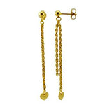 Sterling Silver Gold Plated Double Rope With Heart Earrings
