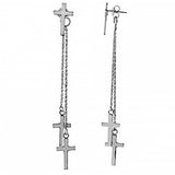Sterling Silver Dangling Cross Italian Earrings