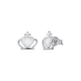 Sterling Silver Crown Rhodium Stud Earrings