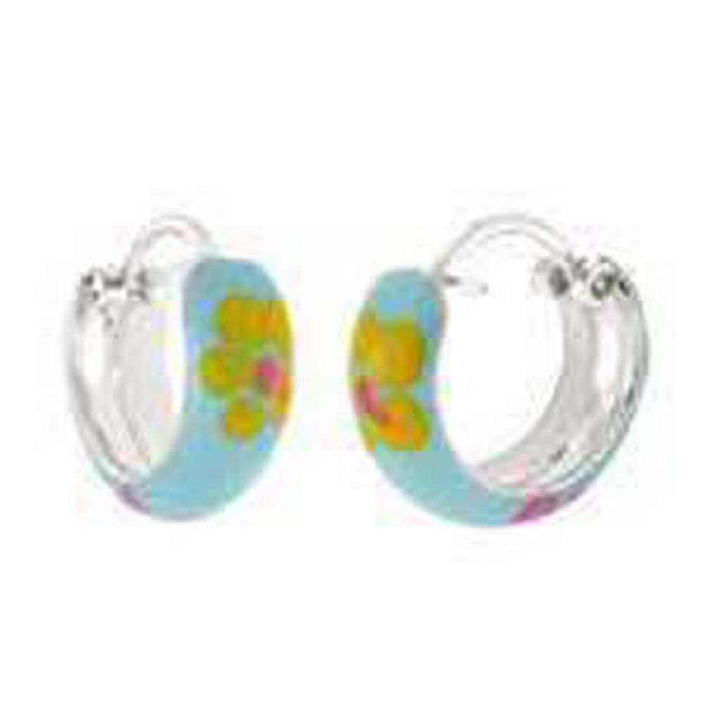 .925 Sterling Silver Enamel Hoop EarringsAnd Width 5mmAnd Diameter 12mm - silverdepot