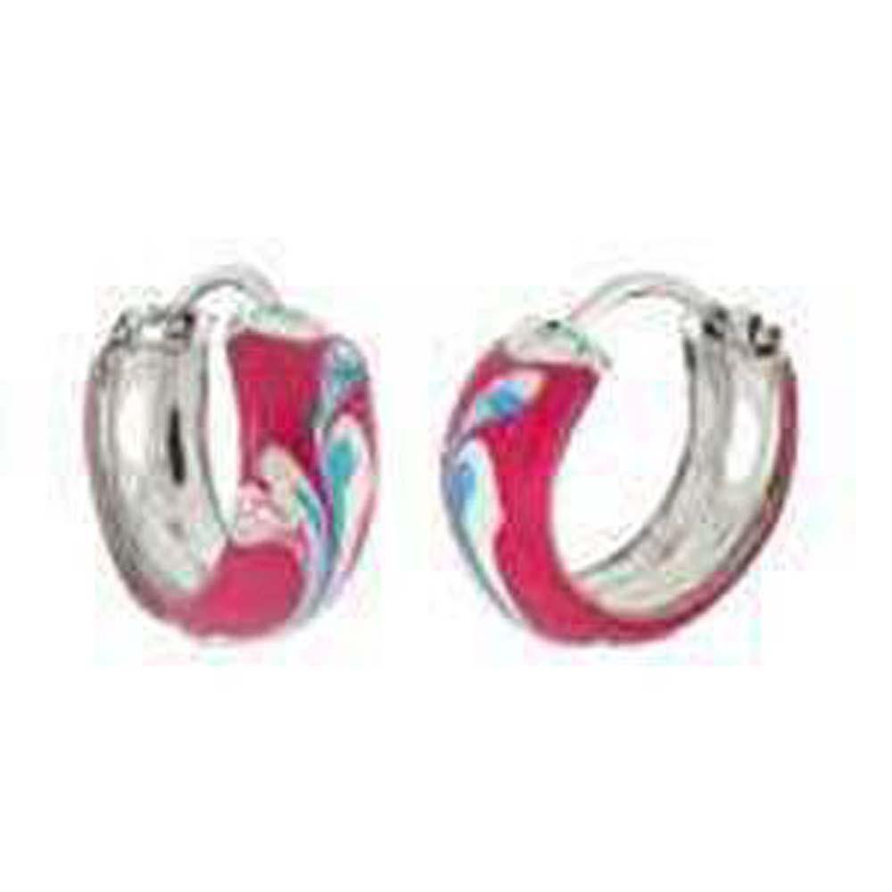.925 Sterling Silver Enamel Hoop EarringsAnd Width 5mmAnd Diameter 14mm - silverdepot