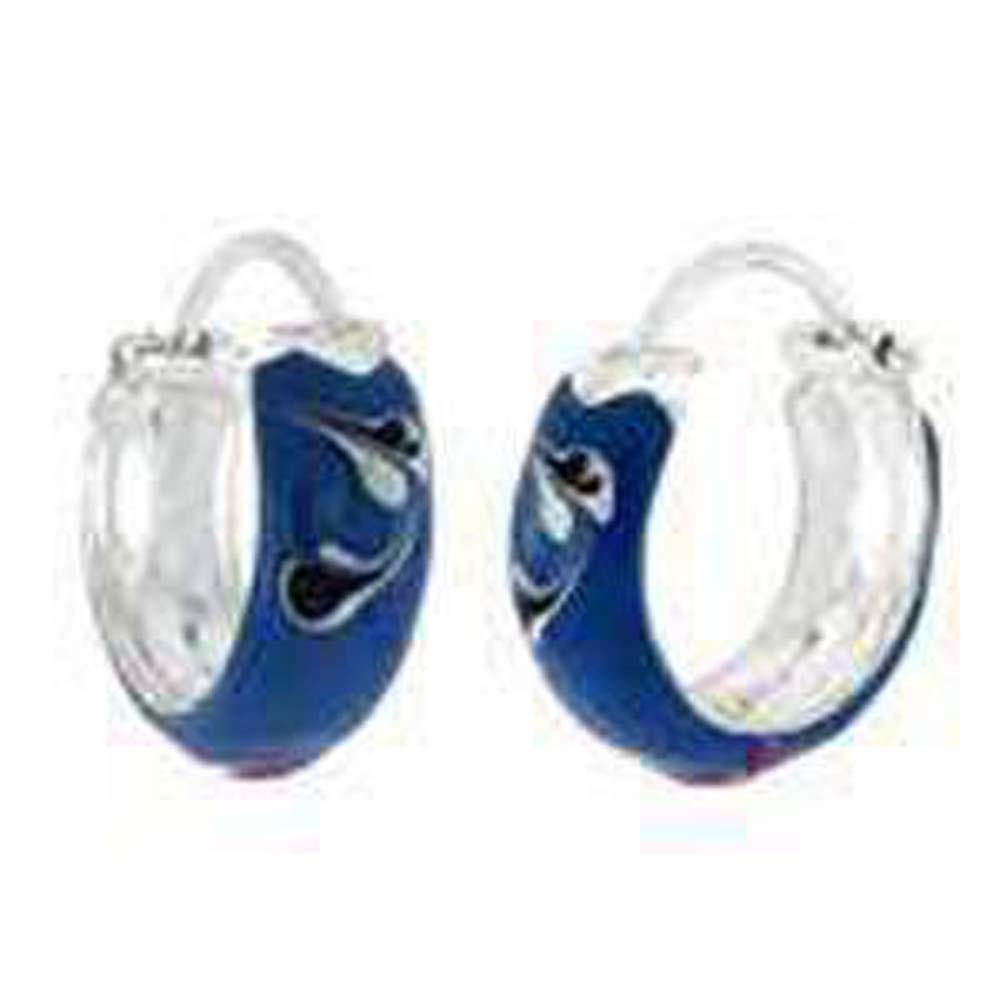 .925 Sterling Silver Enamel Hoop EarringsAnd Width 5mmAnd Diameter 13mm - silverdepot