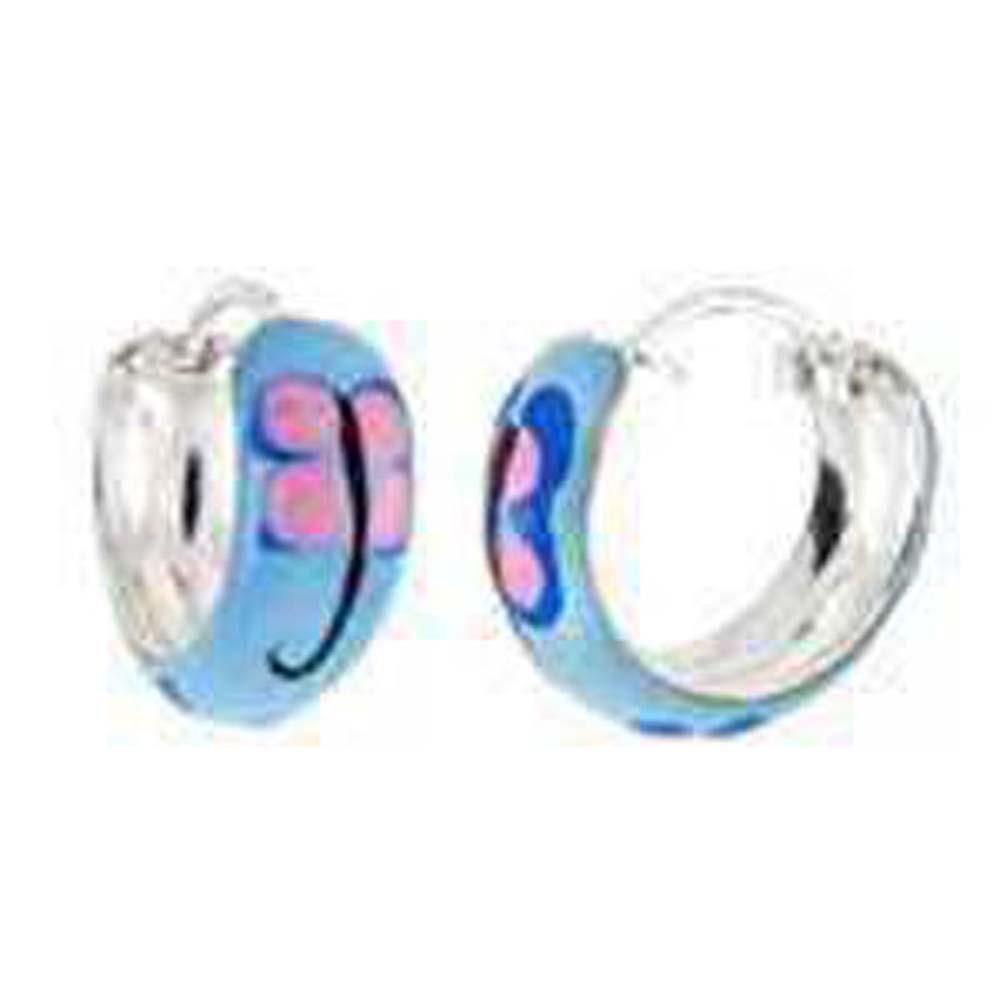 .925 Sterling Silver Enamel Hoop EarringsAnd Width 5.2mmAnd Diameter 15mm - silverdepot