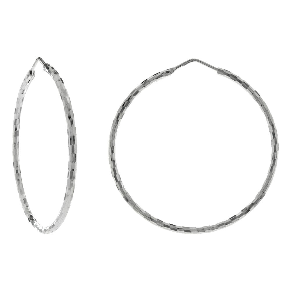 Sterling Silver Italian Diamond Cut Hoop Earrings