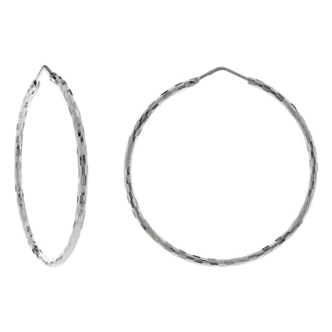 Sterling Silver Italian Diamond Cut Hoop Earrings