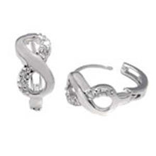 Load image into Gallery viewer, Sterling Silver Infinity Sign Huggie Earring s with Clear CzAnd Earring Diameter of 14MM and Earring Width of 6MM